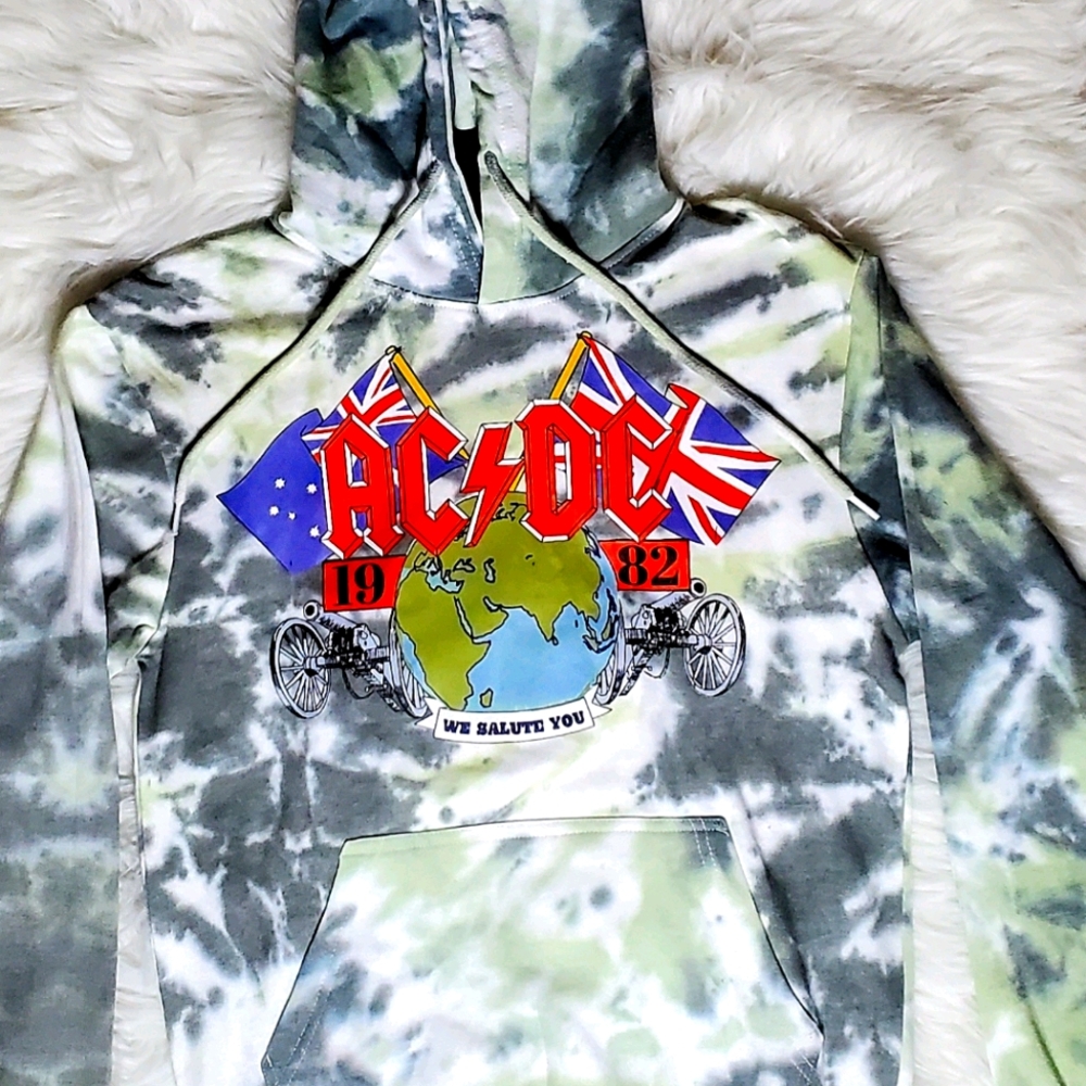 AC/DC 1982 Euro Rock Tour - Tie Dye Hoodie - Small